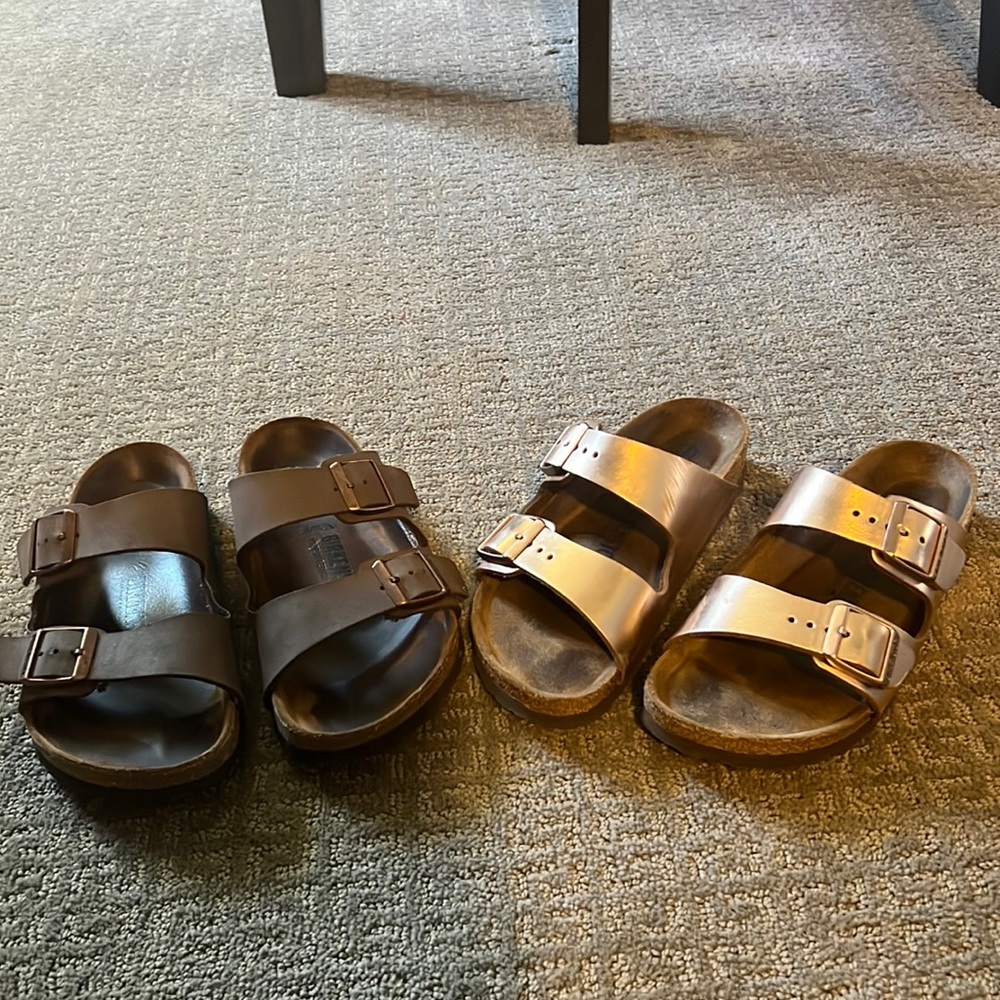 Two pairs of Birkenstock sandals